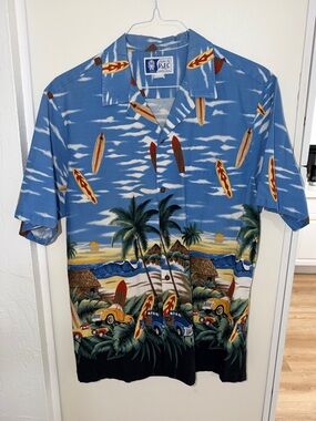 RJC Blue Hawaiian Surf & Sunset Camp Shirt | L